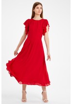 Коктейльна сукня міді в червоному кольорі