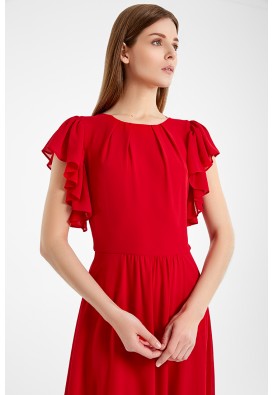 Коктейльна сукня міді в червоному кольорі