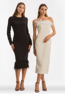 Коктейльна сукня зі страусиним пір'ям