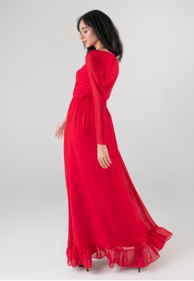 Червона довга сукня