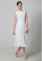 Легкое молочное платье миди 