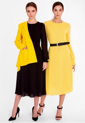 Легка сукня міді жовтого кольору