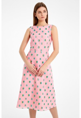Літня рожева сукня міді