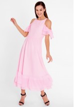 Ніжно-рожева коктейльна сукня міді