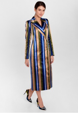 Плащ осінній в смужку зі щільного шовку 