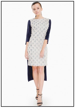 Замшеве плаття із жаккардом 