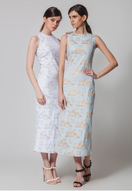 Сукня із жаккарду міді