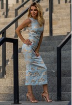 Сукня із жаккарду міді