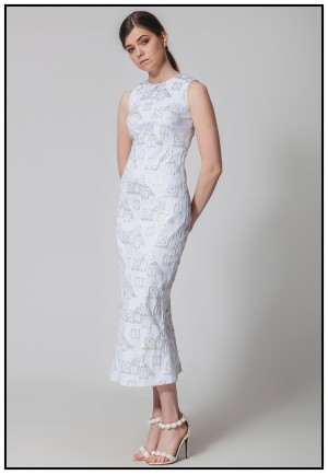 Сукня із жаккарду міді