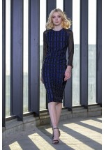 Сукня міді з жаккарду у кольорі сапфір