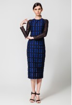 Сукня міді з жаккарду у кольорі сапфір