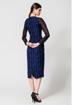 Сукня міді з жаккарду у кольорі сапфір