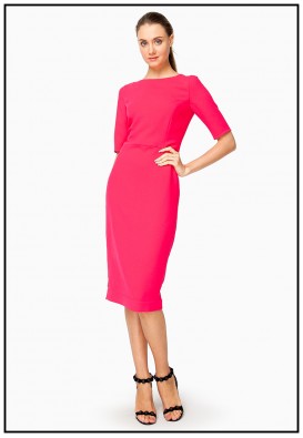Платье миди малиновое