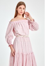 Сукня міді з відкритими плечима