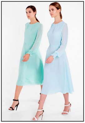 Сукня міді в кольорі аквамарин