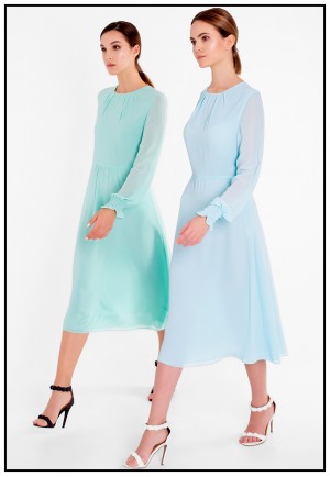Сукня міді в кольорі аквамарин