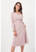 Пудрова сукня на запах у смужку