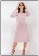 Пудрова сукня на запах у смужку